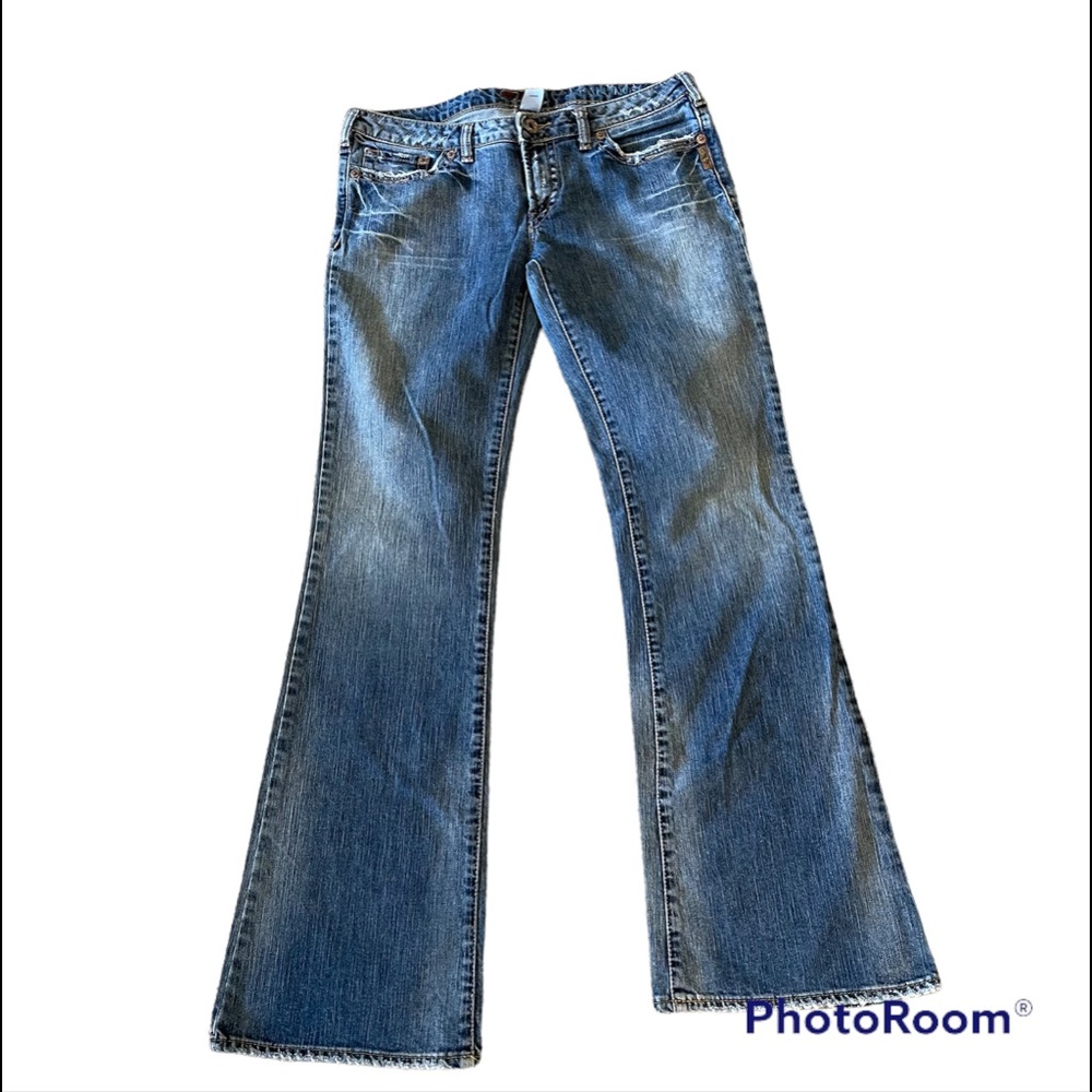 Silver Kaleidoscope bootcut light wash jeans whiskering pockets size 32